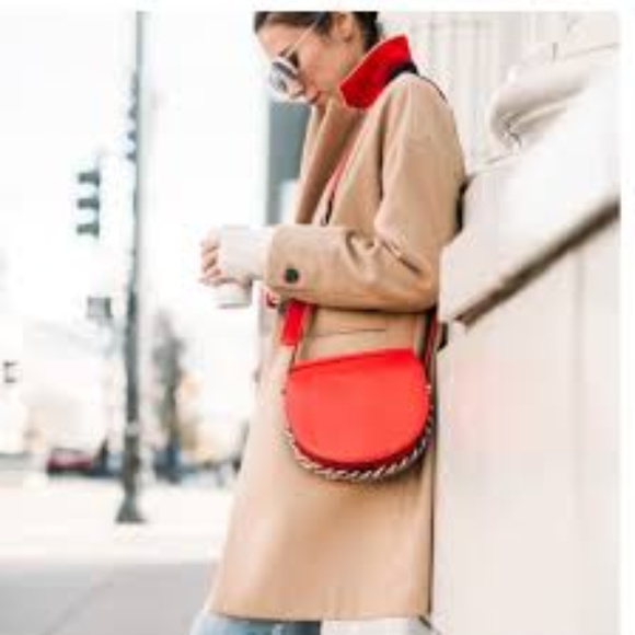 Top Shop Jackets & Blazers - Top Shop Camel Coat with red details- size 4